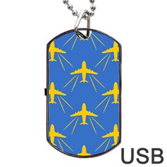 Aircraft Texture Blue Yellow Dog Tag Usb Flash (one Side) by HermanTelo