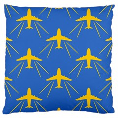 Aircraft Texture Blue Yellow Large Cushion Case (one Side) by HermanTelo