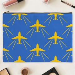 Aircraft Texture Blue Yellow Cosmetic Bag (xxxl) by HermanTelo