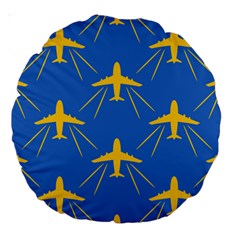 Aircraft Texture Blue Yellow Large 18  Premium Round Cushions