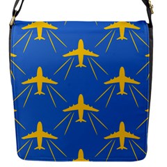 Aircraft Texture Blue Yellow Flap Closure Messenger Bag (s)