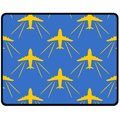 Aircraft Texture Blue Yellow Double Sided Fleece Blanket (medium)  by HermanTelo