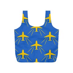 Aircraft Texture Blue Yellow Full Print Recycle Bag (s)