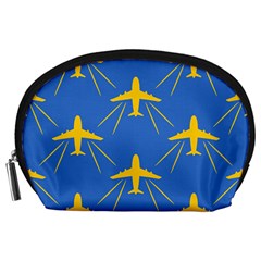 Aircraft Texture Blue Yellow Accessory Pouch (large) by HermanTelo