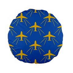 Aircraft Texture Blue Yellow Standard 15  Premium Flano Round Cushions