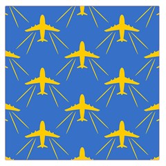 Aircraft Texture Blue Yellow Large Satin Scarf (square)