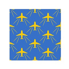 Aircraft Texture Blue Yellow Small Satin Scarf (square) by HermanTelo