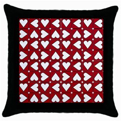 Graphic Heart Pattern Red White Throw Pillow Case (black) by HermanTelo