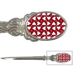 Graphic Heart Pattern Red White Letter Opener Front