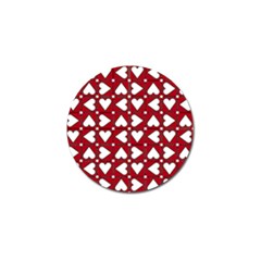 Graphic Heart Pattern Red White Golf Ball Marker by HermanTelo