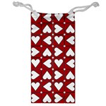 Graphic Heart Pattern Red White Jewelry Bag Front