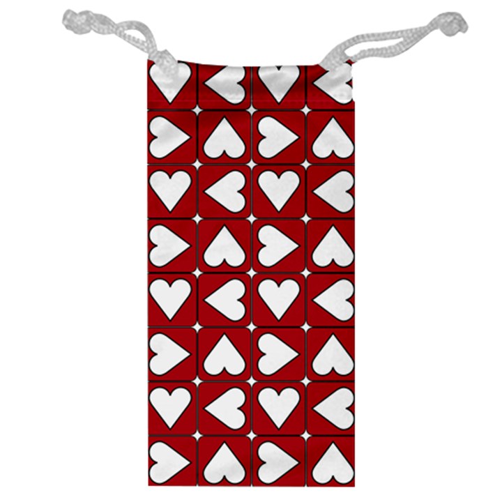 Graphic Heart Pattern Red White Jewelry Bag