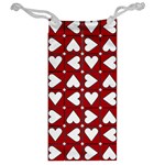 Graphic Heart Pattern Red White Jewelry Bag Back