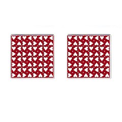 Graphic Heart Pattern Red White Cufflinks (square)