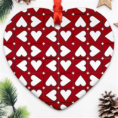 Graphic Heart Pattern Red White Heart Ornament (two Sides)