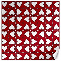 Graphic Heart Pattern Red White Canvas 12  X 12 