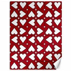 Graphic Heart Pattern Red White Canvas 36  X 48 