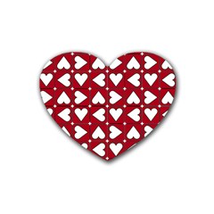 Graphic Heart Pattern Red White Heart Coaster (4 Pack)  by HermanTelo