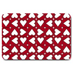 Graphic Heart Pattern Red White Large Doormat 