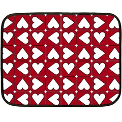 Graphic Heart Pattern Red White Double Sided Fleece Blanket (mini)  by HermanTelo