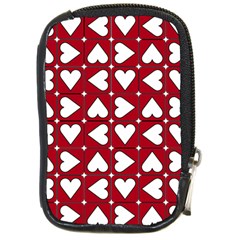 Graphic Heart Pattern Red White Compact Camera Leather Case