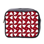 Graphic Heart Pattern Red White Mini Toiletries Bag (Two Sides) Front