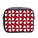 Graphic Heart Pattern Red White Mini Toiletries Bag (Two Sides) Back