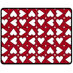 Graphic Heart Pattern Red White Fleece Blanket (medium) 