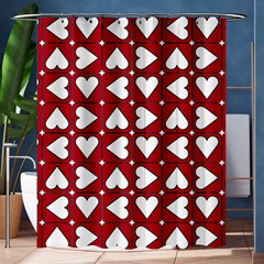 Graphic Heart Pattern Red White Shower Curtain 60  X 72  (medium) 