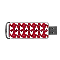 Graphic Heart Pattern Red White Portable Usb Flash (two Sides) by HermanTelo