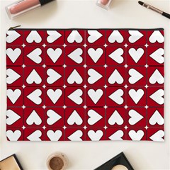 Graphic Heart Pattern Red White Cosmetic Bag (xxxl)