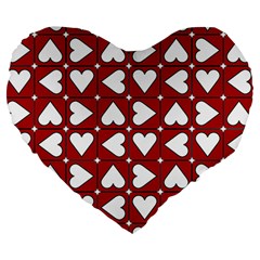 Graphic Heart Pattern Red White Large 19  Premium Heart Shape Cushions