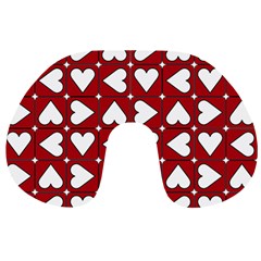 Graphic Heart Pattern Red White Travel Neck Pillows