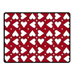 Graphic Heart Pattern Red White Double Sided Fleece Blanket (small) 