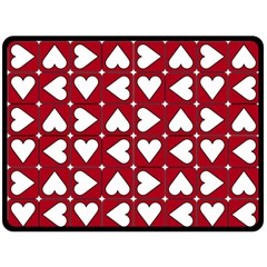 Graphic Heart Pattern Red White Double Sided Fleece Blanket (large)  by HermanTelo