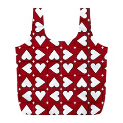 Graphic Heart Pattern Red White Full Print Recycle Bag (l)