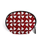 Graphic Heart Pattern Red White Accessory Pouch (Small) Front