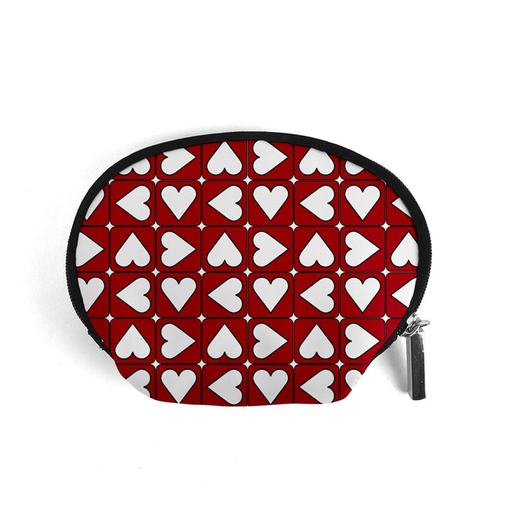 Graphic Heart Pattern Red White Accessory Pouch (Small)