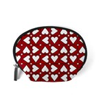 Graphic Heart Pattern Red White Accessory Pouch (Small) Back