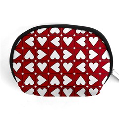 Graphic Heart Pattern Red White Accessory Pouch (medium)