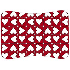 Graphic Heart Pattern Red White Velour Seat Head Rest Cushion