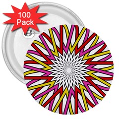 Sun Abstract Mandala 3  Buttons (100 Pack)  by HermanTelo