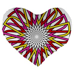 Sun Abstract Mandala Large 19  Premium Heart Shape Cushions by HermanTelo