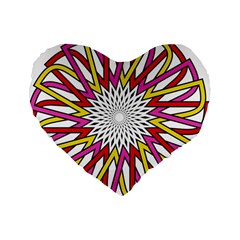 Sun Abstract Mandala Standard 16  Premium Flano Heart Shape Cushions by HermanTelo