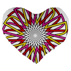 Sun Abstract Mandala Large 19  Premium Flano Heart Shape Cushions