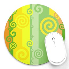 Ring Kringel Background Abstract Yellow Round Mousepads by HermanTelo