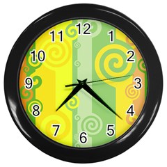 Ring Kringel Background Abstract Yellow Wall Clock (black) by HermanTelo