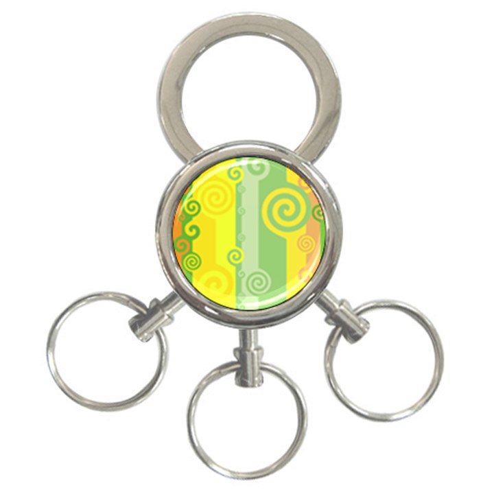 Ring Kringel Background Abstract Yellow 3-Ring Key Chains