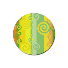 Ring Kringel Background Abstract Yellow Rubber Coaster (round)  by HermanTelo