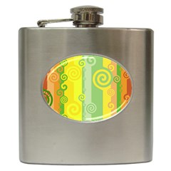 Ring Kringel Background Abstract Yellow Hip Flask (6 Oz)